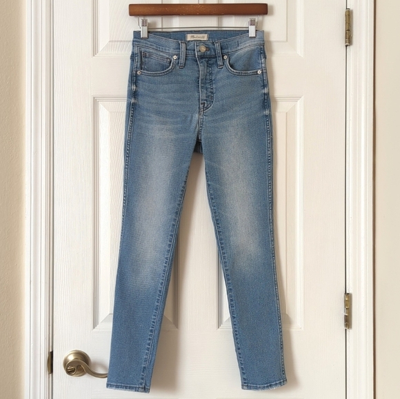 Madewell Classic 10"‎ High Rise Medium Wash Ankle Cropped Skinny Jeans Blue 25 - Picture 1 of 15